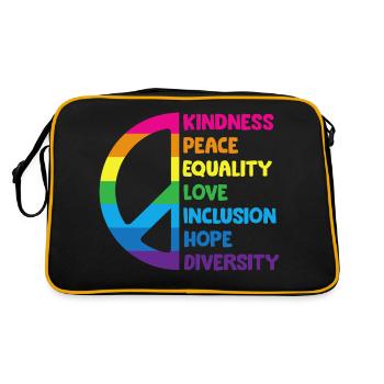 Bienveillance, Paix, Egalité, Amour, Inclusion, Espoir - Sac Retro - noir/or - Dos