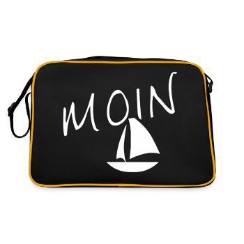 Moin with sailing ship - Retro Bag - black/gold - Back