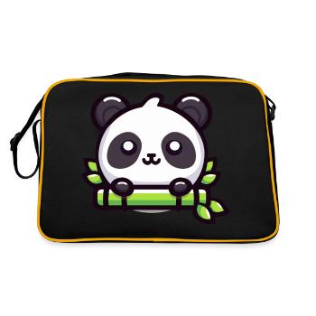 Bamboo Bliss: Adorable Panda Delight - Retro Bag - black/gold - Back