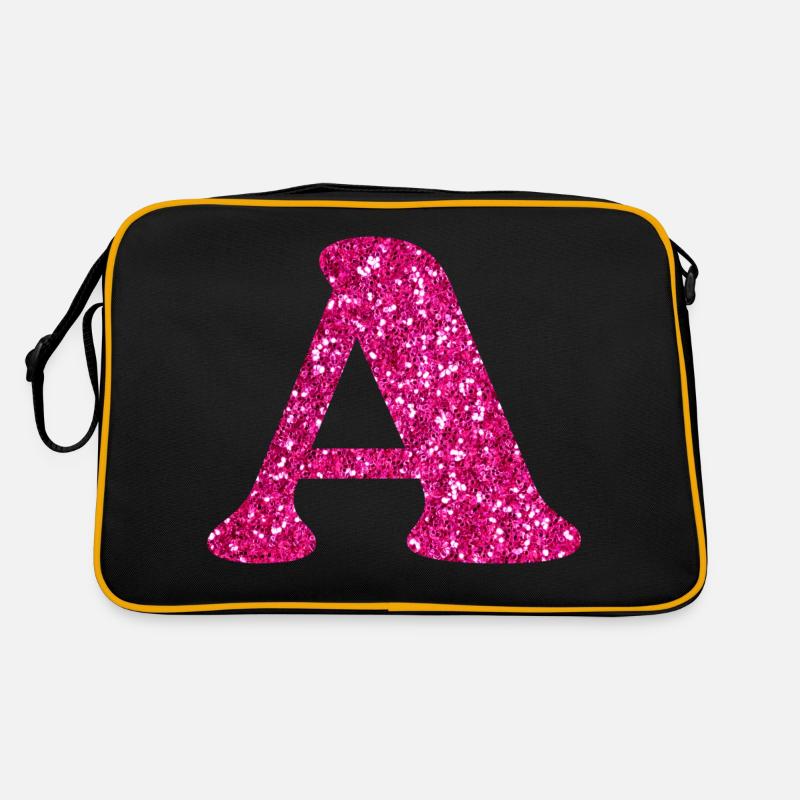 Buchstabe A Rosa Glitzer Retro Tasche