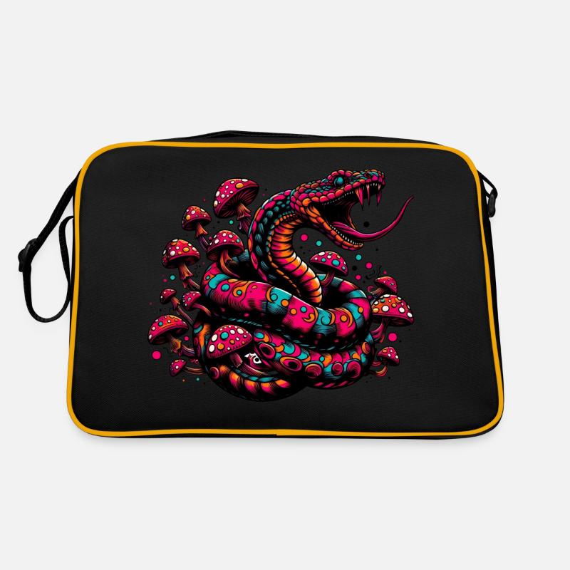Psychedelic snake with mushrooms Retro Bag