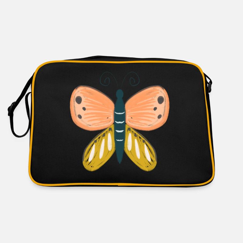 Schmetterling - Retro Tasche - Schwarz/Gold