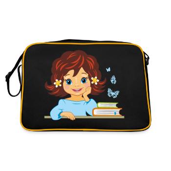 mignonne petite fille souriante avec des livres - Sac Retro - noir/or - Dos