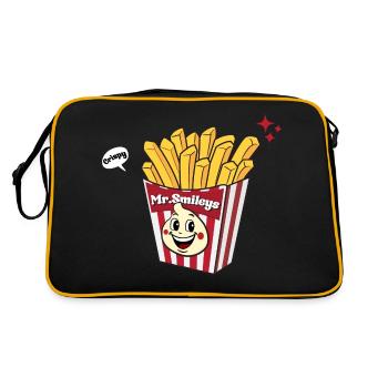 Mr Smileys - Retro Vintage Cartoon French Fries - Retro Tasche - Schwarz/Gold - Hinten