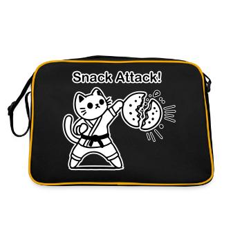 Karaté Chat frappant un biscuit - Snack Attack Design - Sac Retro - noir/or - Dos