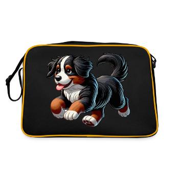 Berner Sennenhunde - Retro Tasche - Schwarz/Gold - Hinten