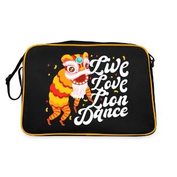 Live Love Danse du Lion Nouvel An Chinois Danseuse Lion - Sac Retro - noir/or - Dos