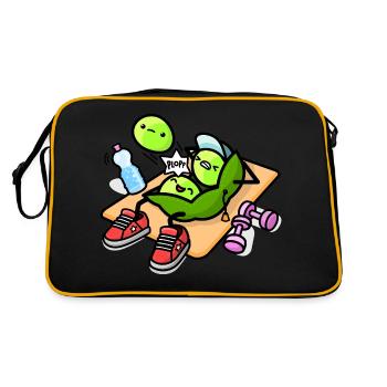 Kawaii pea pod during workout - Retro Bag - black/gold - Back