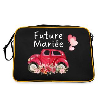 Braut in spe Auto Blumen Braut - Retro Tasche - Schwarz/Gold - Hinten