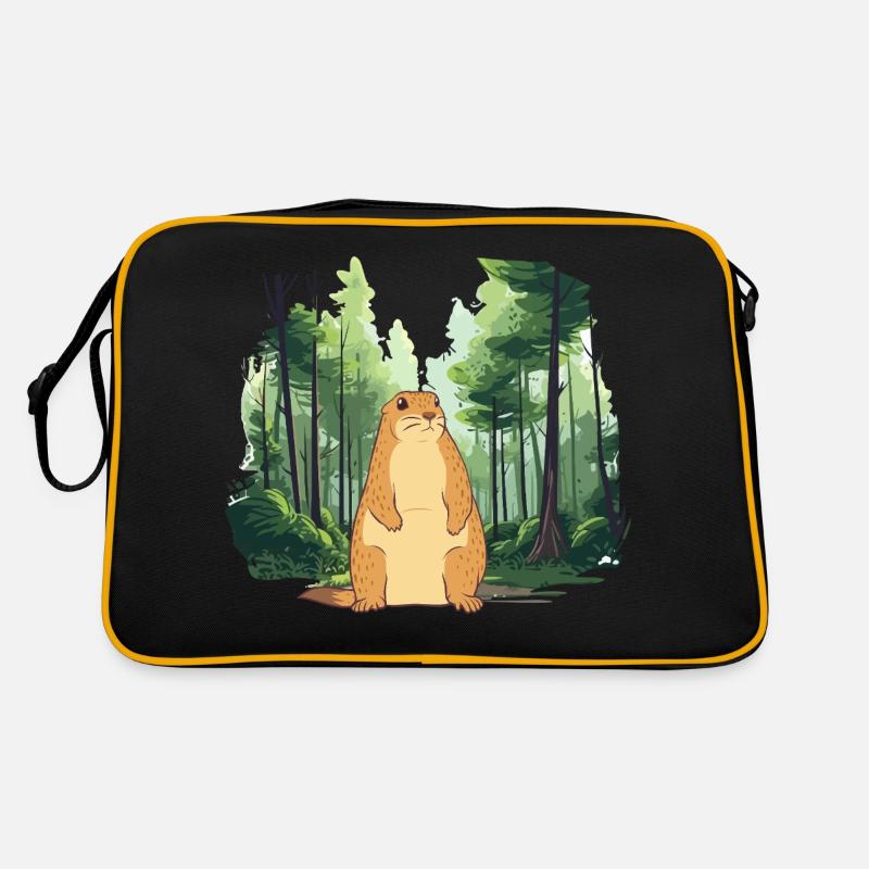 Starke Murmeltier-Naturlandschaft Retro Tasche