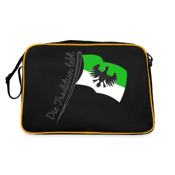 Schützenfest Fahne - Die Tradition lebt - Retro Tasche - Schwarz/Gold - Hinten