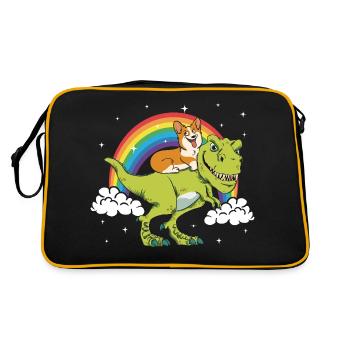 Corgi Chien Dinosaure Tyrannosaure T-Rex Dino - Sac Retro - noir/or - Dos