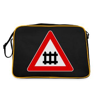 Warning train gate sign - Retro Bag - black/gold - Back