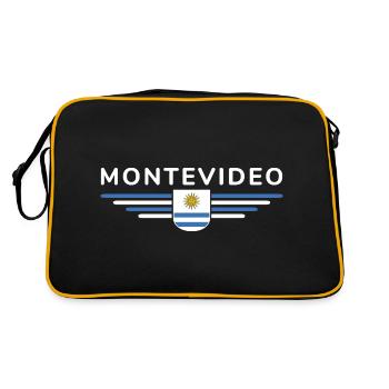 Montevideo Design – Für Fans & Reisende - Retro Tasche - Schwarz/Gold - Hinten