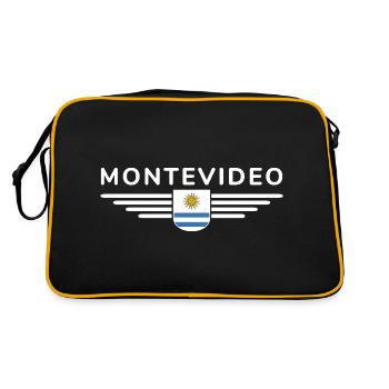 Montevideo Design – Für Fans & Reisende - Retro Tasche - Schwarz/Gold - Hinten