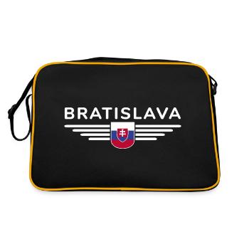 Bratislava, Slowakei Stil Design T-Shirt - Retro Tasche - Schwarz/Gold - Hinten