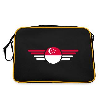 Ich liebe Singapur, Eleganz Stil Design T-Shirt - Retro Tasche - Schwarz/Gold - Hinten