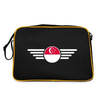 Singapur Stil Design T-Shirt - Retro Tasche - Schwarz/Gold - Hinten