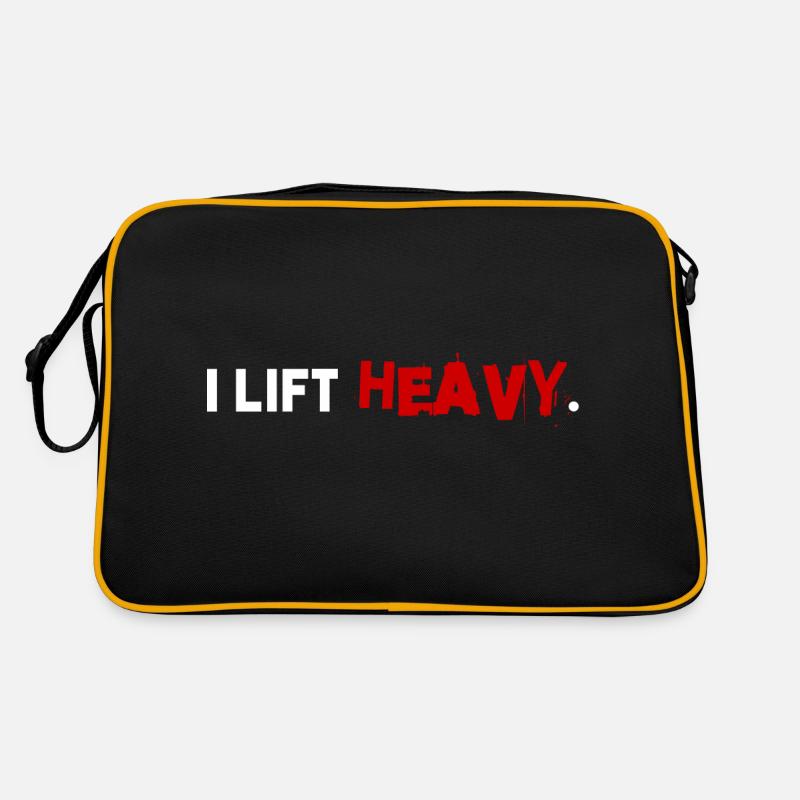 I Lift Heavy (white/red) - Retro Tasche - Schwarz/Gold