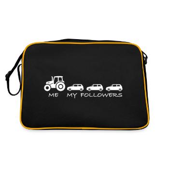Me and my followers | Tractor, car, farmer - Retro Bag - black/gold - Back