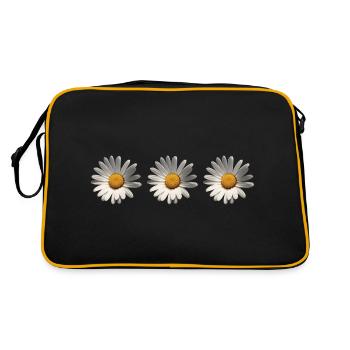 3 marguerites, fleur, printemps, été, jardin, - Sac Retro - noir/or - Dos