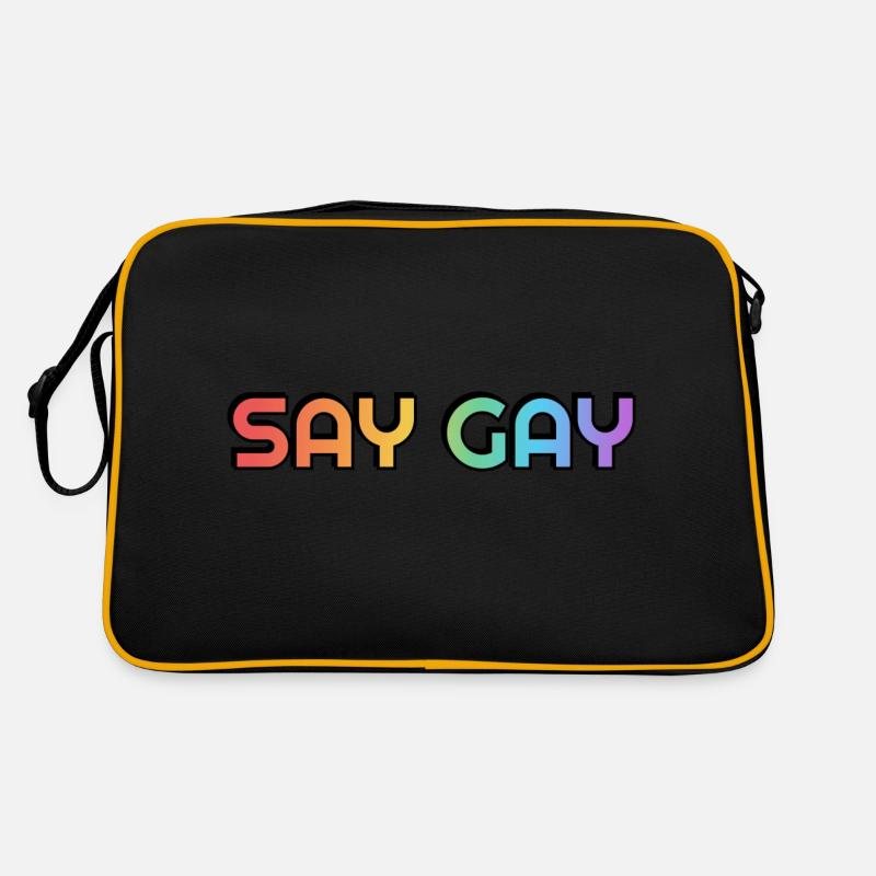 SAY GAY LGBTQ rainbow pride Retro Bag