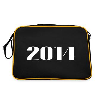 2014 - Geschenk geboren im Jahr 2014 - Retro Tasche - Schwarz/Gold - Hinten