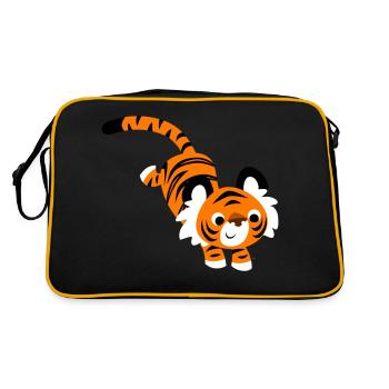 Cute Jumping Cartoon Tiger by Cheerful Madness!! - Retro Bag - black/gold - Back