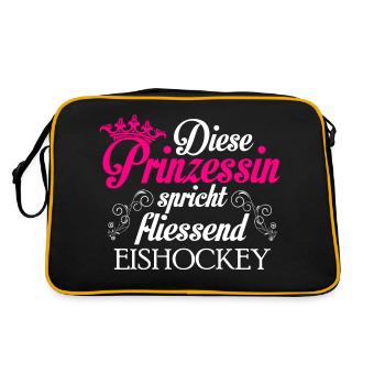Eishockey - Prinzessin - Retro Tasche - Schwarz/Gold - Hinten