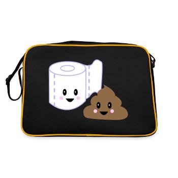Toilet poo kawaii - Sac Retro - noir/or - Dos