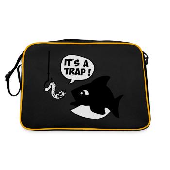 gift idea fisherman fisher fish funny joke - Sac Retro - noir/or - Dos