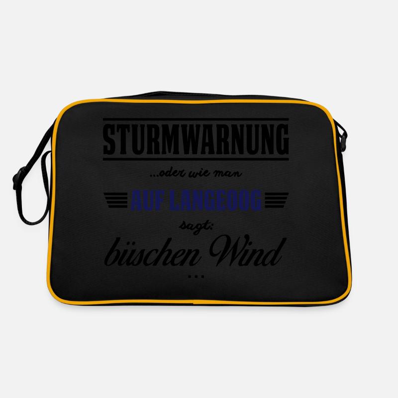 Sturmwarnung Langeoog - büschen Wind - Retro Tasche - Schwarz/Gold