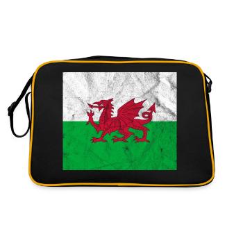 Wales Flag Vintage - Retro Bag - black/gold - Back