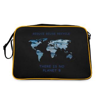 Meeresschutz reduce reuse recycle Klimademo - Retro Tasche - Schwarz/Gold - Hinten