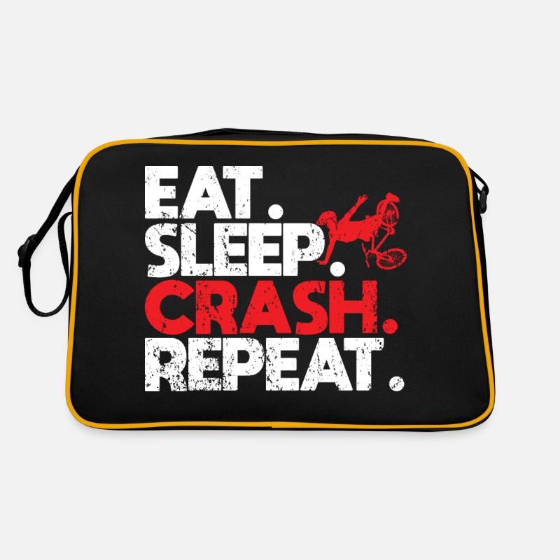 Eat Sleep Crash Repeat Bicycle Crash Cycling Retro Bag