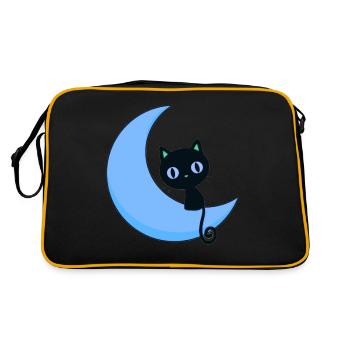 mignon chat avec lune,chat,lune - Sac Retro - noir/or - Dos