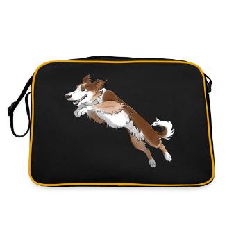 Sports Dog - Border Collie - Red Tri - Retro Bag - black/gold - Back