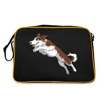 Sports Dog - Border Collie - Roug - Retro Bag - black/gold - Back