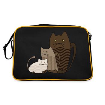 Katzen - Retro Tasche - Schwarz/Gold - Hinten