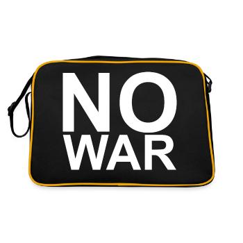 NO WAR - white large font letters font - Retro Bag - black/gold - Back