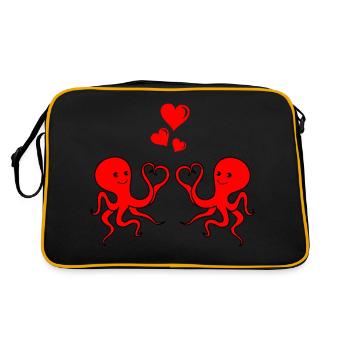 Octopus Love - Retro Tasche - Schwarz/Gold - Hinten
