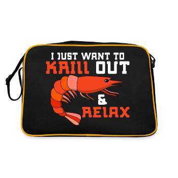 I Just Want To Krill out & Relax Ocean Marine Bio - Retro Tasche - Schwarz/Gold - Hinten