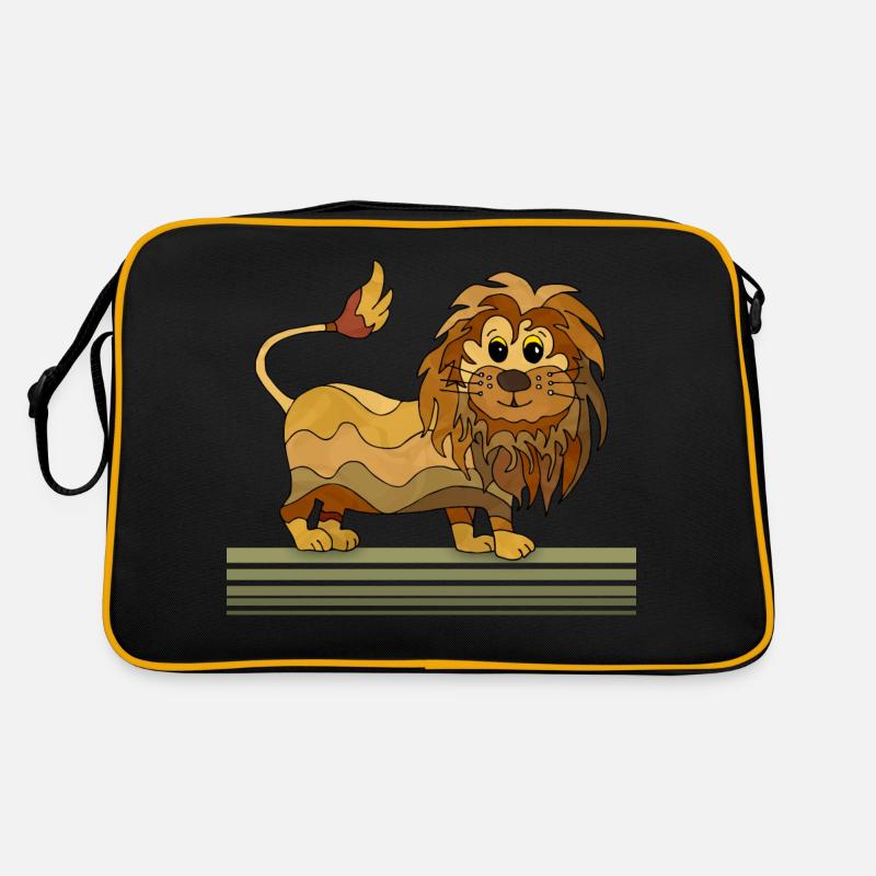 Löwe - Retro Tasche - Schwarz/Gold