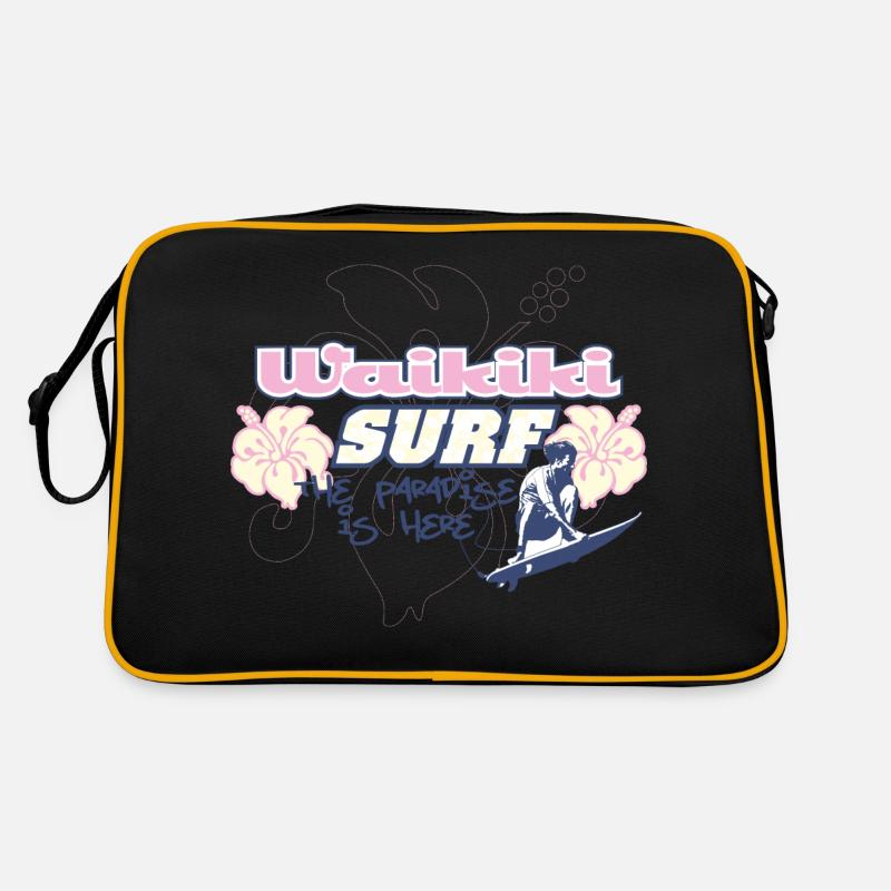 Surfen Sie im Paradies - Retro Tasche - Schwarz/Gold