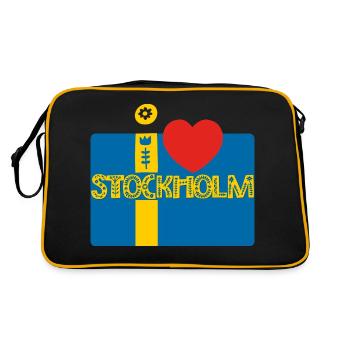 Stockholm - Retro Tasche - Schwarz/Gold - Hinten
