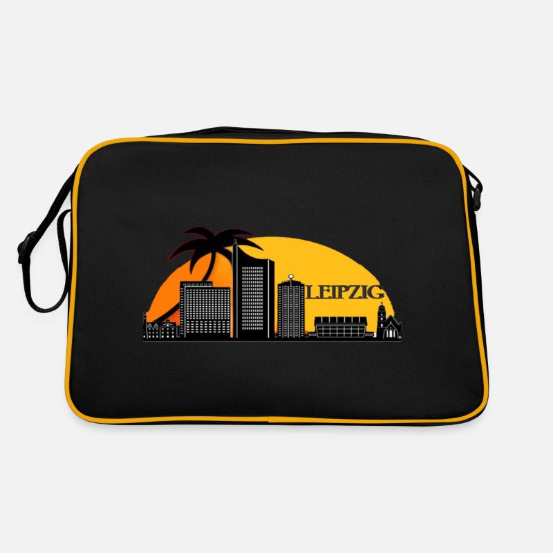 Leipzig Skyline - Retro Tasche - Schwarz/Gold