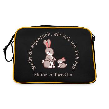 kleine Schwester | lieb haben - Retro Tasche - Schwarz/Gold - Hinten