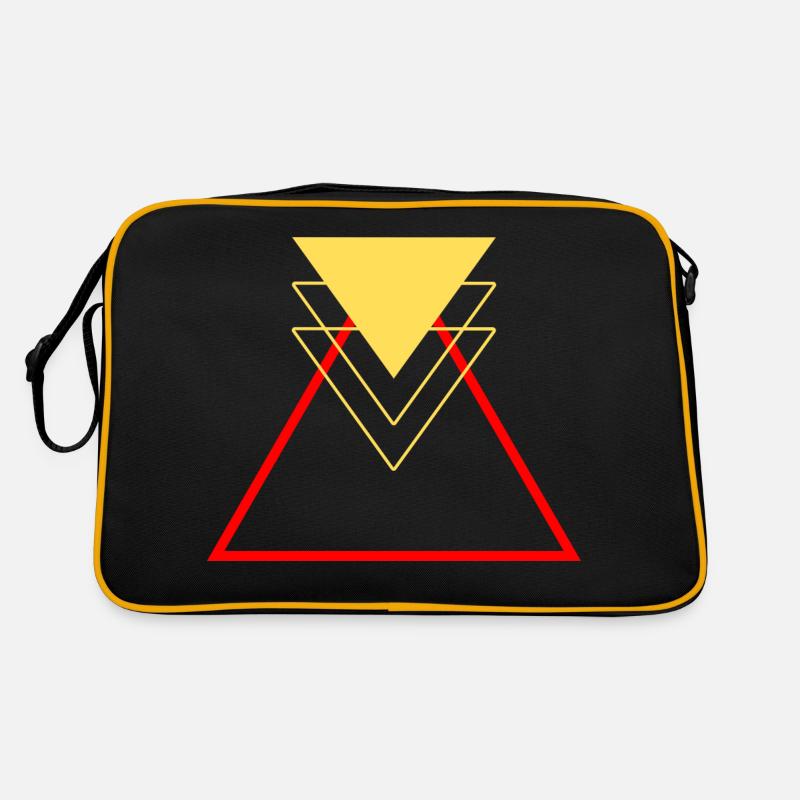 Yellow and Red Triangle Abstract Geometric - Retro Bag - black/gold