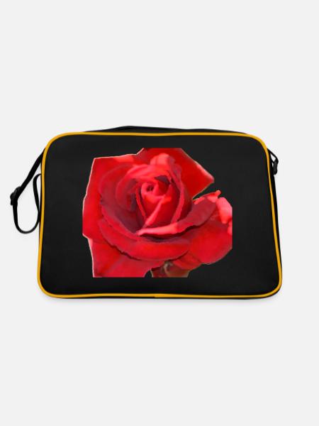 rote rose - Retro Tasche - Schwarz/Gold - Hinten