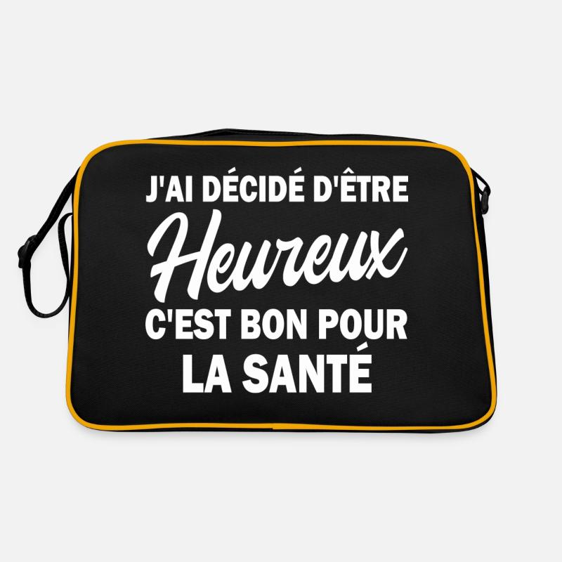 j ai décidé d être heureux - Sac Retro - noir/or